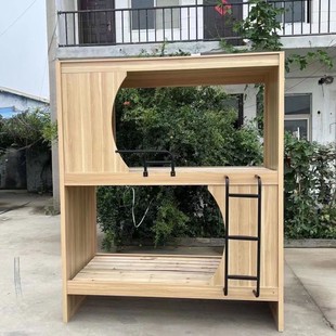 实木寄宿自习室太空舱上下铺青旅双层床上下床公寓W多功能两层组