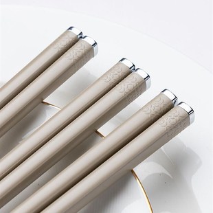 客满多筷子高档家用新款轻奢防霉防滑耐高温合金T筷家庭墨绿玎珰