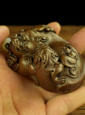 黄铜紫铜母子财富貔貅文s玩手把件把玩挂件工艺品镇纸摆件收藏礼