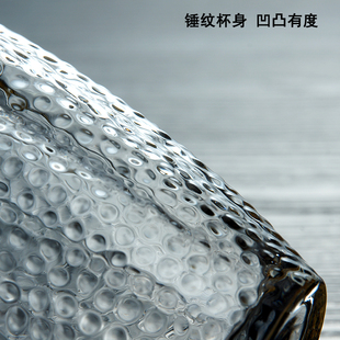 日式玻璃公道杯锤纹加q厚茶海分茶器海棠公杯耐高温玻璃功夫茶具