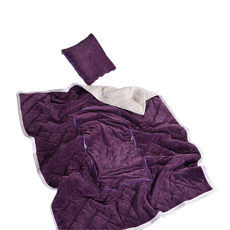 车上用的抱枕被子两用多功能沙发靠垫纯色办公Q室午休毯冬加绒加