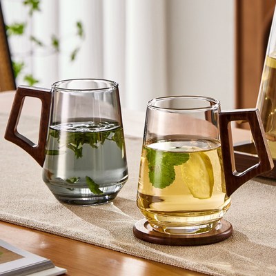 轻奢高颜值d玻璃杯家用耐高温喝水泡茶杯子大容量透明待客水杯套