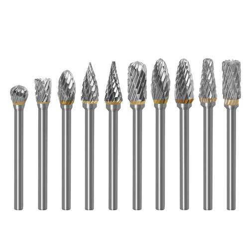 10支装双槽旋转锉刀打磨头3×6mm硬质合金钨钢磨头旋转锉铣刀