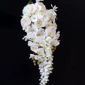 手捧花蝴蝶兰文竹新娘婚礼拍照水滴手捧花影楼摄