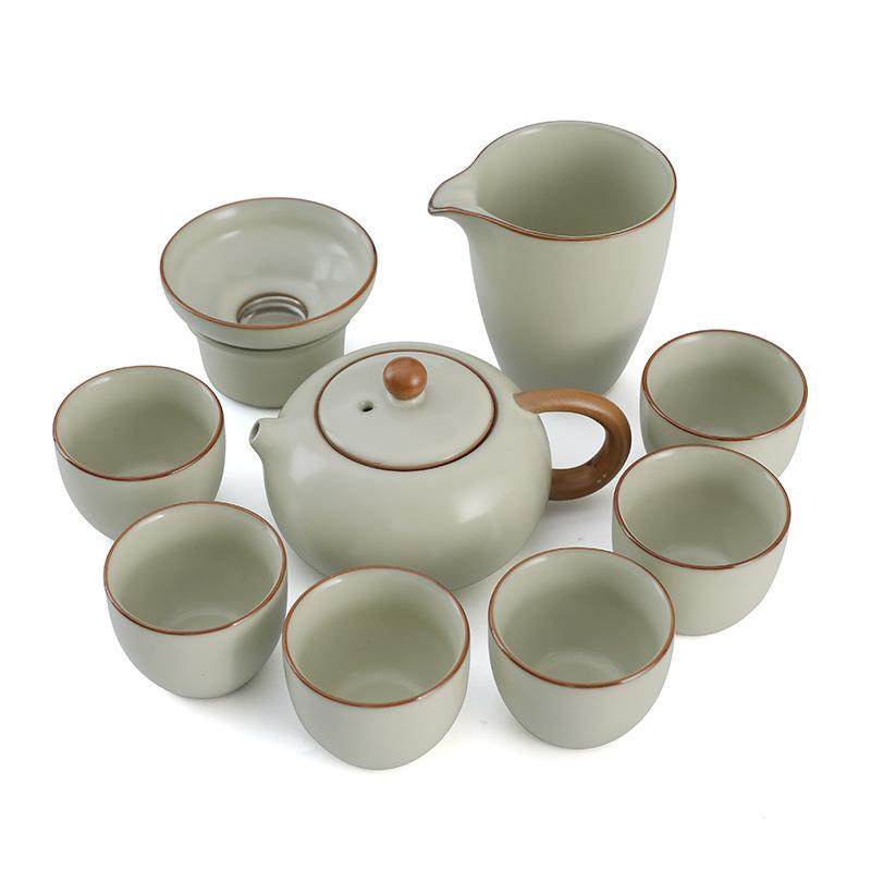 米黄汝窑茶具套装茶杯茶壶陶瓷泡茶盖碗功夫茶具整套高档公司礼品