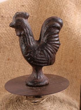 美式乡村复古做旧铸铁公鸡绕线轴带麻绳剪刀服装店橱窗陈列道具