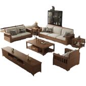 现代简约冬夏两用小户型客厅组合储物贵妃家具北欧实木沙发白蜡木