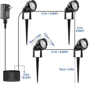 新款RGB草坪灯带定时功能RF无线遥控聚光灯一拖四草坪插地灯