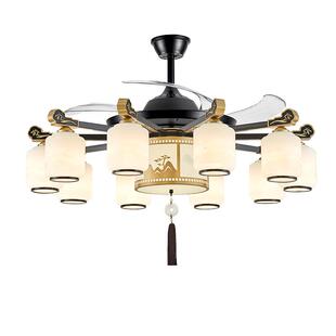 新中中式风扇灯吊扇灯隐形一餐厅客厅吊灯体吊扇体一带灯大气国风