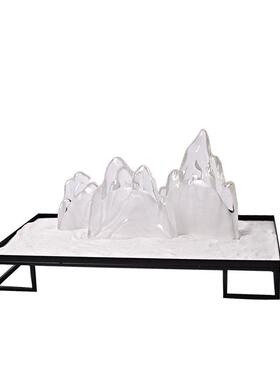 新中式创意大璃假山SD2026沙盘金属摆件样房酒店玄关玻客厅堂禅意