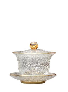 玻三才盖碗托盘中国龙茶盘茶祥龙盖碗+具套装风龙盖碗壶承干璃炮