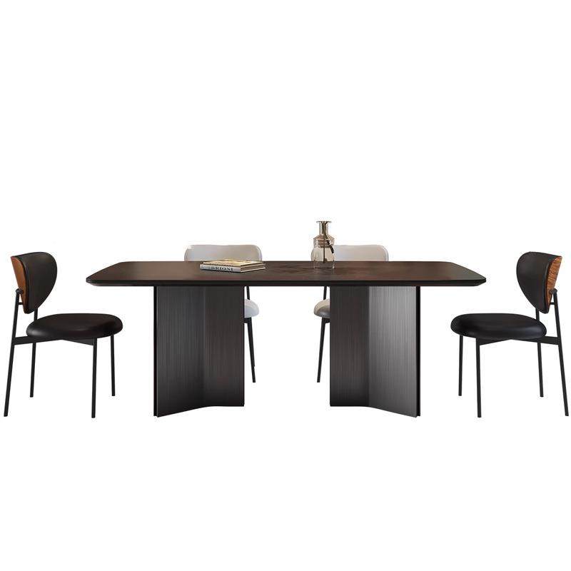 轻奢简岩板桌桌小户型家用长餐方形子饭桌餐极桌椅子一套高级感