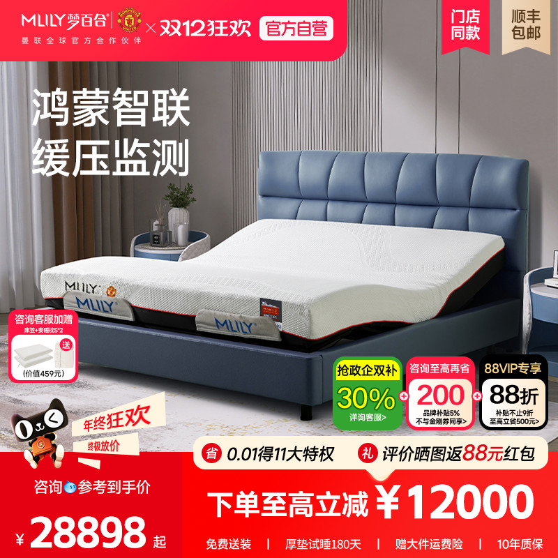 梦百合0压智能床L7真皮软床