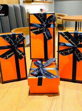 橙色轻奢风礼品袋生日高档创意精美钥匙扣礼盒高级感ins送女朋友