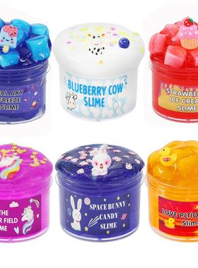 新款AMZ史莱姆胶slime kit 椰果泥软陶切片水晶泥玩具60ml套装