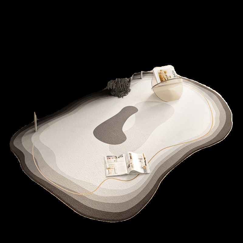 奶油风异形地毯客厅轻奢s高级沙发家用浅绿色云朵不规则地毯卧室