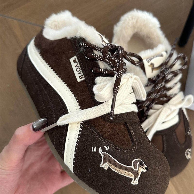 腊肠狗棉鞋女士冬季2025新款加绒德训鞋加厚百搭休闲鞋覆古面包鞋,居家布艺,居家棉拖/棉鞋,淘宝优惠券,粉丝福利购,淘宝优惠卷