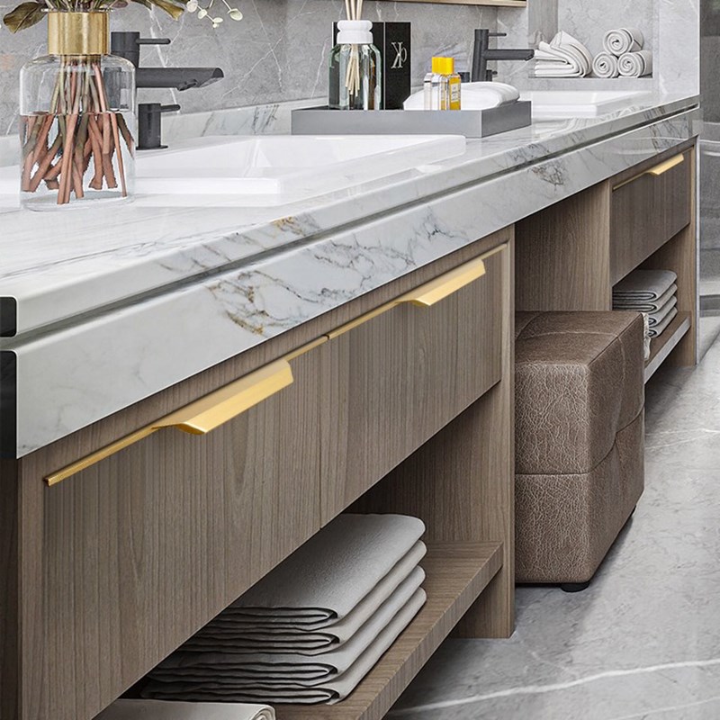 拇指侧装一门到顶衣柜门拉手通顶黑色加长门把手20/T22mm门板专用