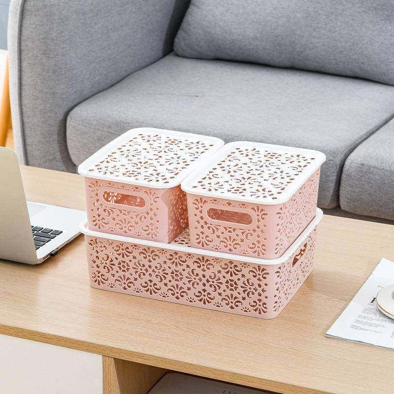 厨房镂空网格筐透明透气收纳箱小盒子盒子塑料网状