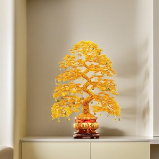 成品中式高端摆件发财树手工编织铜丝铝线摇钱招财树开业乔迁送礼