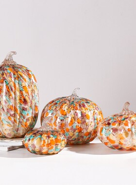 现代轻奢桌面琉璃摆m件高级感客厅酒柜玄关南瓜工艺品创意家居装