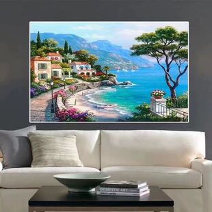 海港小镇十字绣20m23新款线绣客厅小幅卧室风景欧式小件自己绣手