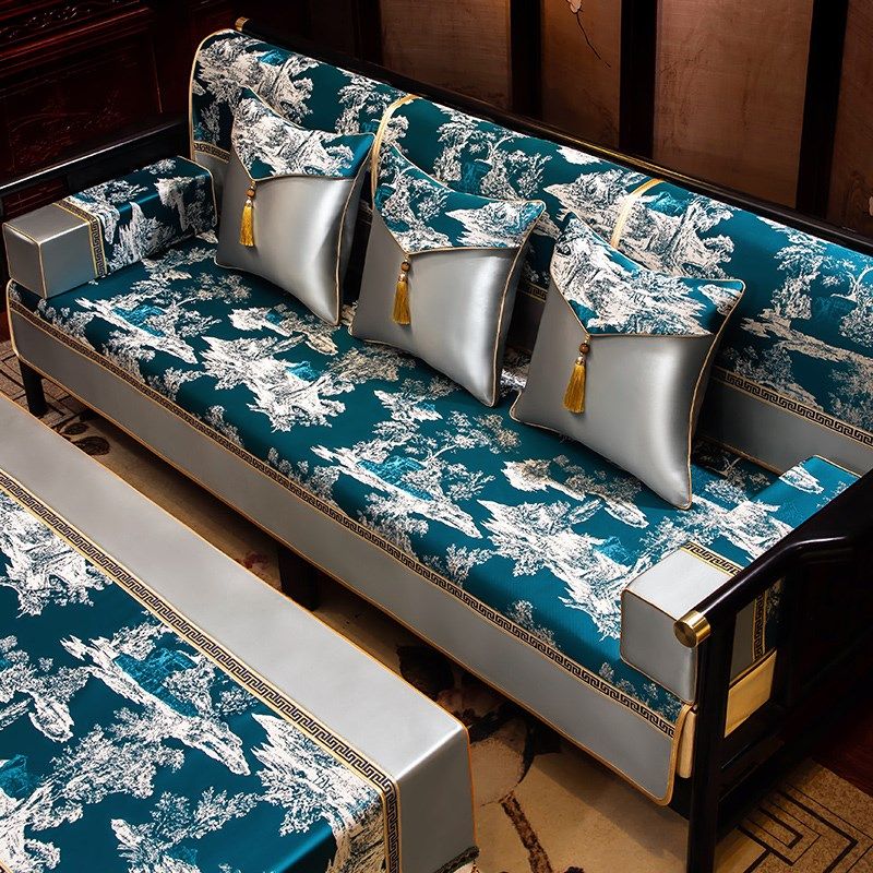 新中式红木沙发巾沙发坐垫套罩轻奢高级感罗汉床盖布盖Z巾四季通