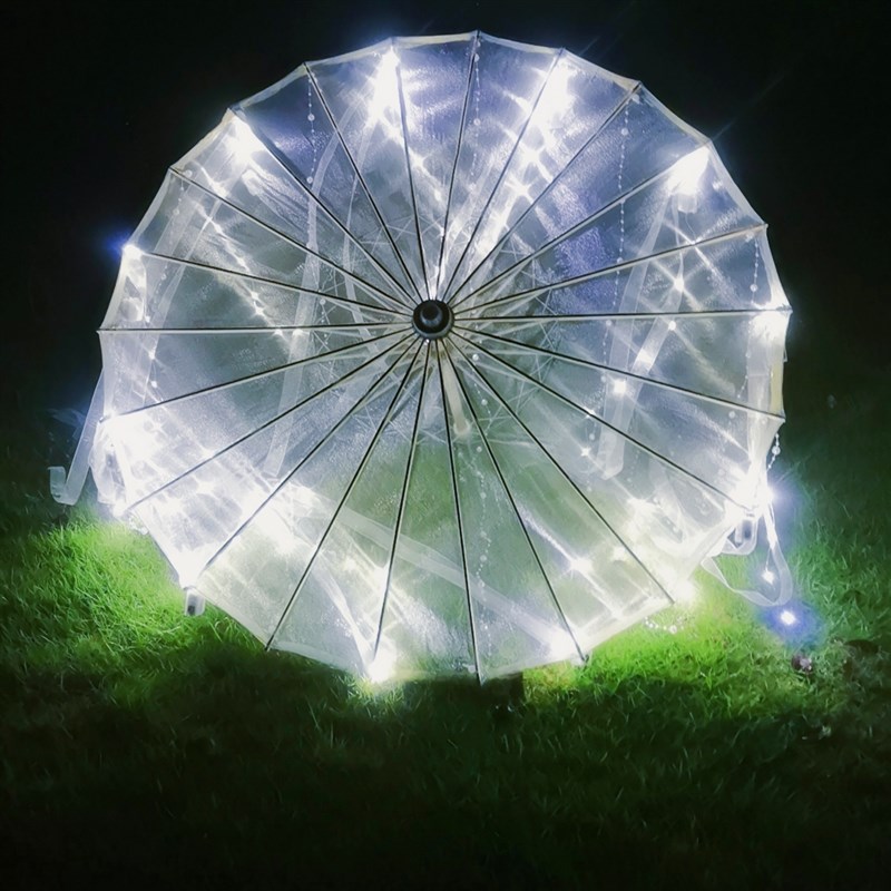 夜光发光古装透h明油纸伞古风仙气拍照道具伞儿童走秀流苏带灯雨