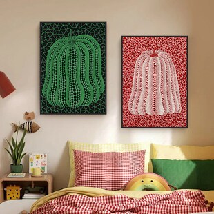 草间弥生南瓜挂画民宿样板间小众艺术高级轻奢抽象玄关客厅装饰画