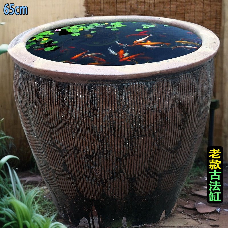 古法水缸流水摆件瀑布阳台t腌菜坛庭院造景生态养鱼荷花缸米缸陶