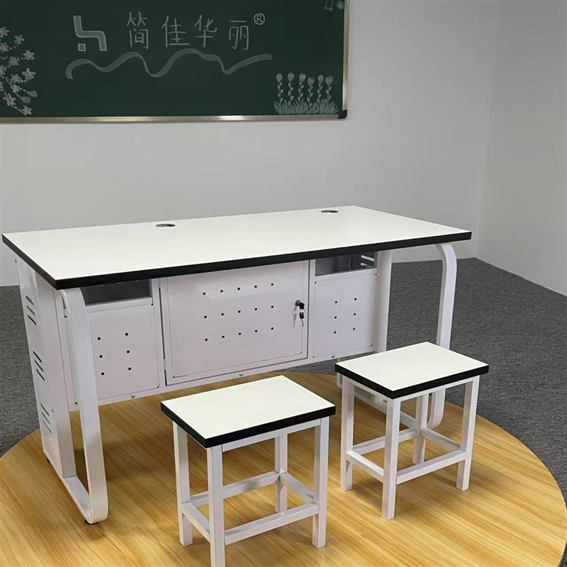 定制简约学校电脑桌椅双r人单人三人微机室培训教室机房实木电脑