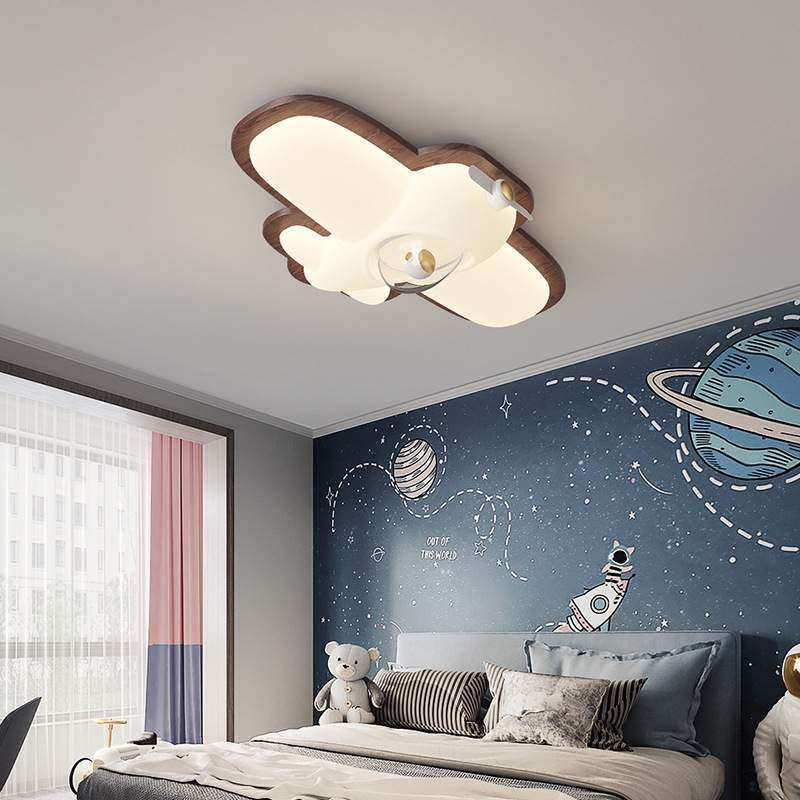 飞机吸顶灯奶油风创意实木设计款卧室装饰灯男孩女孩护眼儿童房灯,3C数码配件,USB灯,淘宝优惠券,粉丝福利购,淘宝优惠卷