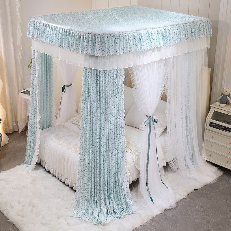 u型导轨遮光布帘轨道双层蚊帐家用卧室落地式防尘挡风公主风床幔