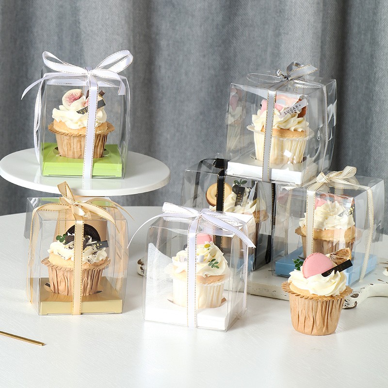 全透明纸杯蛋糕盒单粒 1粒马芬杯木糠杯布丁杯子西点烘焙打包盒子