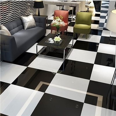 瓷砖纯白黑色地砖800*800客厅卧室防滑墙砖全抛釉玻化砖抛光砖600
