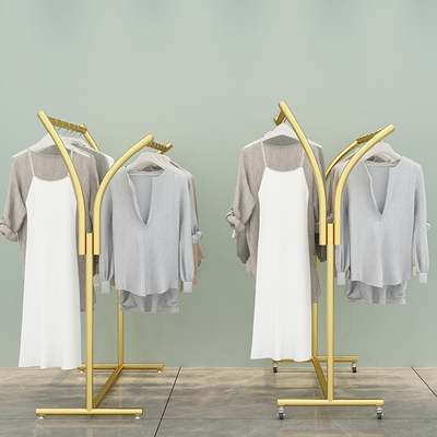 晾衣架落地阳台双排简易卧室内挂衣架折叠凉晒神器单杆可移动带轮