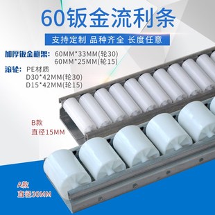 25加强钣金流利条细轮线棒 铝合金流利条货架滑轨滑轮配件1530