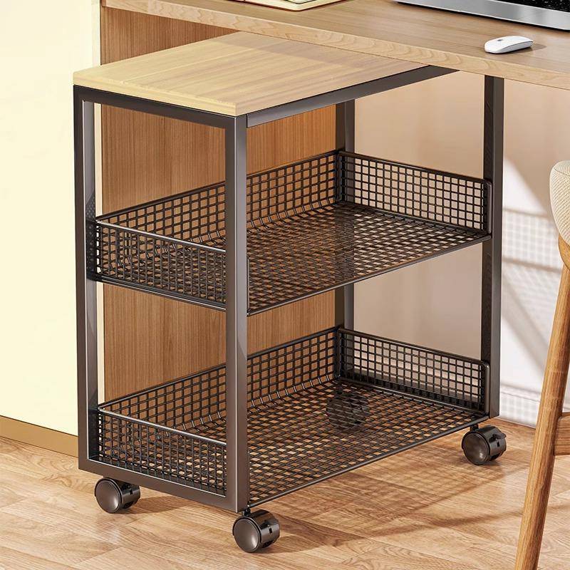 书架带轮可移动整理架桌下置物柜子书桌旁落地小推车书本收纳书柜