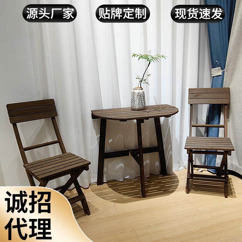 小户型实木折叠桌子便携客厅阳台出租房家用多功能吃饭桌椅子组合
