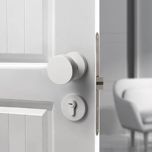 白色简约卧室门锁家用通用型室内磁吸静音房门锁分体锁木门门把手