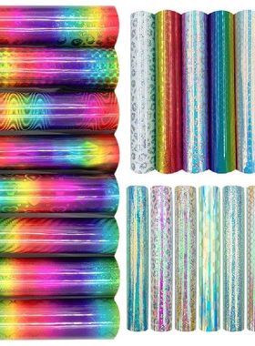 极速12x10in 19 Sheets Holographic Rainbow Gradient Adhesive