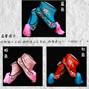 戏曲花旦彩鞋女快靴京越剧武旦打鞋戏剧用品刀马旦穆桂英绣花兵鞋