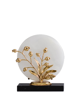 样板间酒店会所装饰品创意工艺品禅意平安扣金属件玉石花苞桌摆件