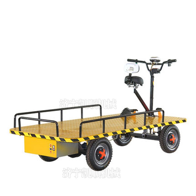 手推电动四轮车平板车 仓库工地货物搬运车 骑行短途运输拉货车