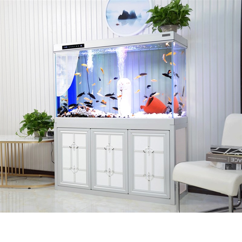 铝合金下过滤水族箱靠墙 隔断 落地式 生态龙鱼缸 中式屏风