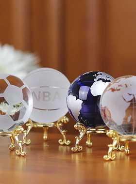 新品欧式水晶球地球仪摆件客厅装饰品足球家居办公室礼品手工艺黄