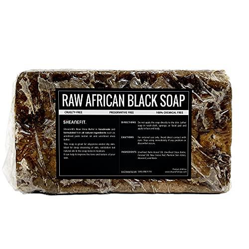 Sheanefit Raw African Black Soap Bar - For All Skin Types -