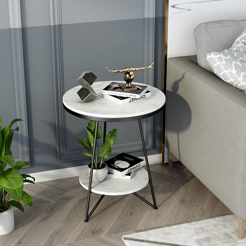 北欧轻奢角几大理石边几客厅沙发边桌可移动阳台小圆桌床边柜创意