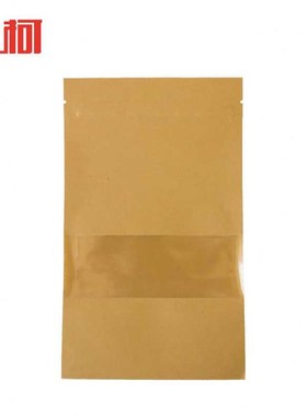 上柯W1535自立式牛皮纸袋开窗透明包装袋自封纸袋23355cm开窗透