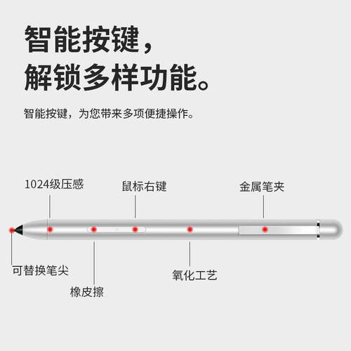 电容笔防误触Surface触控笔1024级压感MPP协议手写笔平板金属笔身